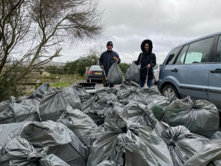 A huge number of plastic bottles were collected at the Concrete Barges near Rainham.