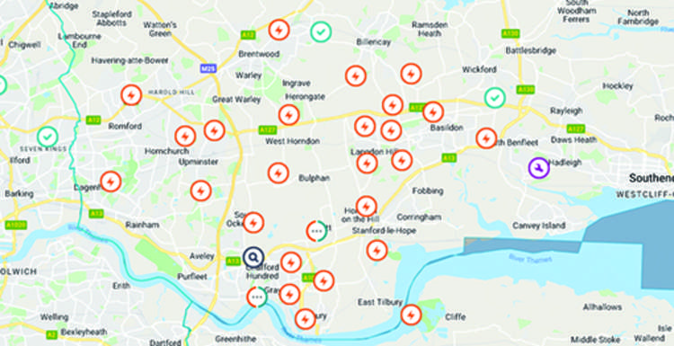 The number of outages across south Essex this morning.