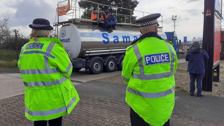 Police at Purfleet this morning.