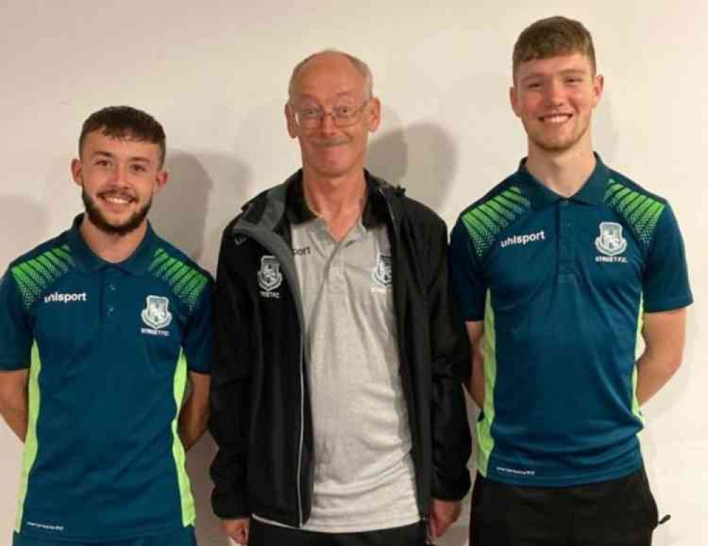 Joint men of the match Elliot Hegarty and Alessandro Costanza with kit man Keith