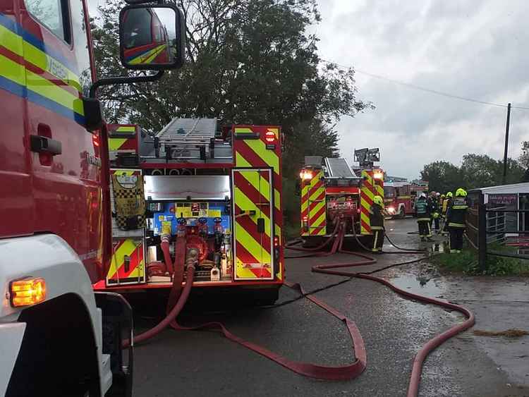 Fire engines at the blaze in Edingworth (Photo: Burnham-on-Sea Fire Station)