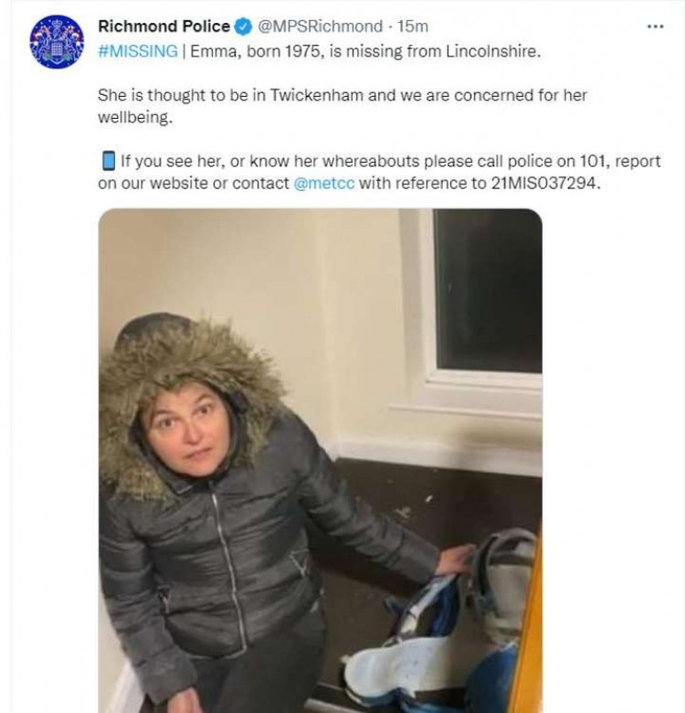Police are appealing for help in tracing a 46-year-old woman from Lincolnshire who is believed to be in the Twickenham area.