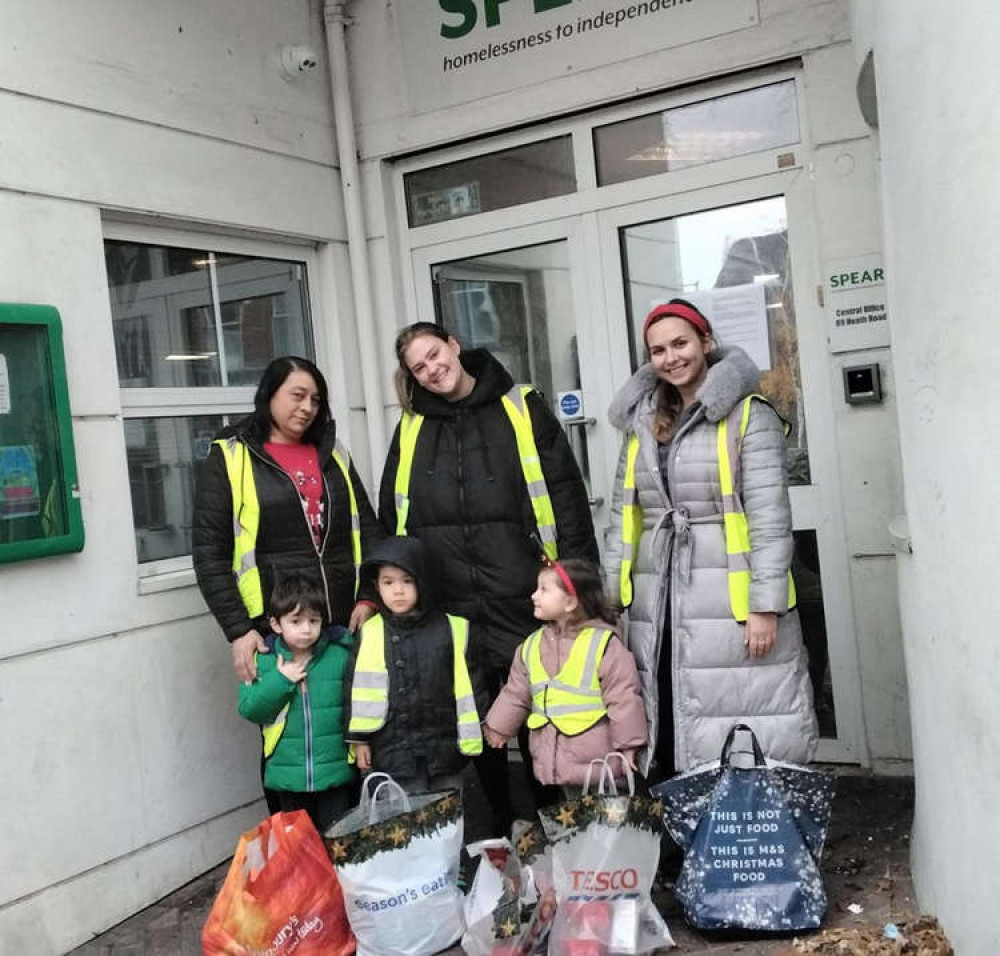 Team and children from Beaumont House visiting Spear London with goods for Christmas.