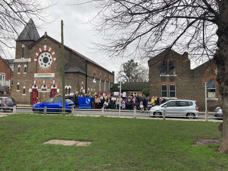 The protesters demonstrating how visible the trees are from Twickenham Green.