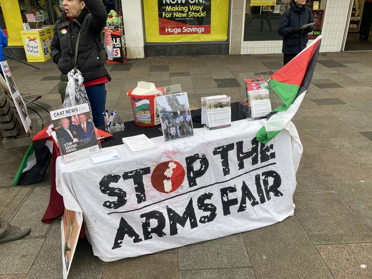 Peace campaigners are protesting today – Monday - over the arrival of the world's 'premier' tanks and armoured vehicle fair in Twickenham.