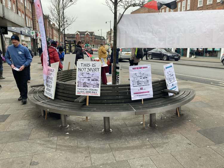 Today's protest comes two days after an event held in Twickenham where campaigners raised concerns about the militaries and governments from 40 countries that will be descending on the famous stadium.