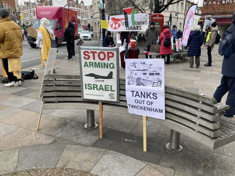 In particular, the Richmond and Kingston Palestine Solidarity campaign are protesting against Israel's Ministry of Defence forces.