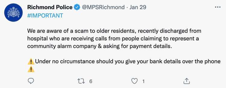 Richmond police warned of the scam on Saturday