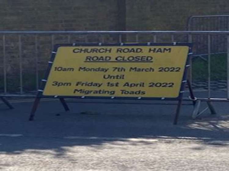 Three week 'toad' closure near park gate.