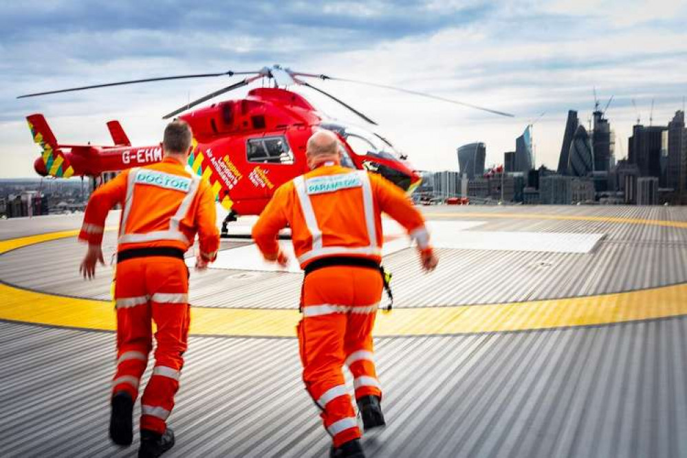 An air ambulance helicopter was called in to help carry a casualty to hospital after a serious collision on the Lower Richmond Road this morning.