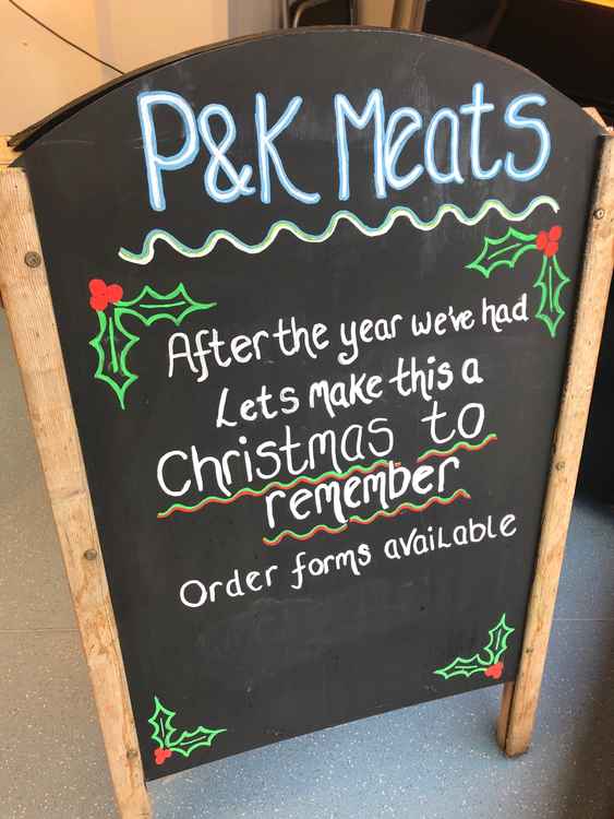 A sign at P&K Meats