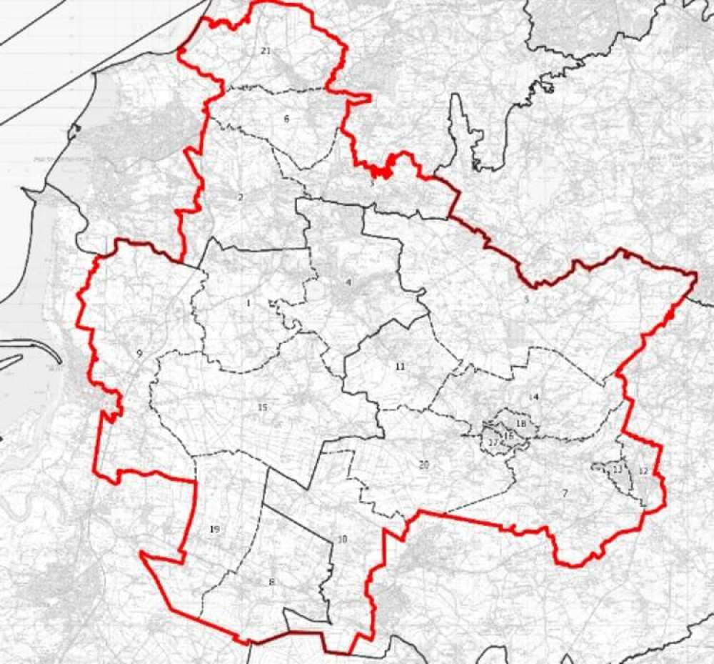 Proposed Boundaries For The Wells And Mendip Constituency. CREDIT: Boundary Commission For England. Free to use for all BBC wire partners.