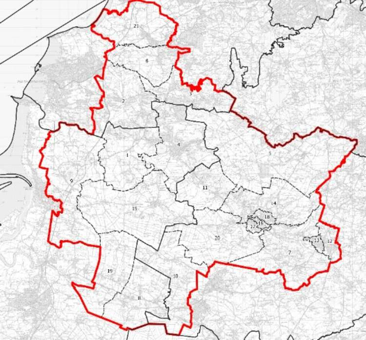 Proposed Boundaries For The Wells And Mendip Constituency. CREDIT: Boundary Commission For England. Free to use for all BBC wire partners.