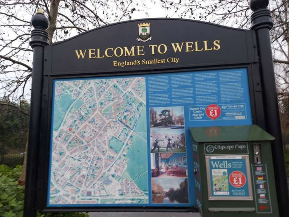 The sign greeting visitors to Wells January 10