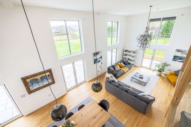 The open plan living area is flooded with light