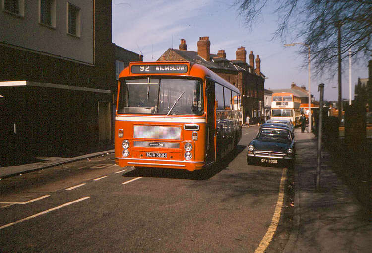 Bank Square in Wilmslow, which is still a bus stop today. Here it is pictured in 1973. (Image - Museum of Transport, Greater Manchester/@motgm)