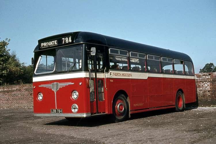 This gorgeous bus stops at the Church Street Wilmslow depot in 1966. (Image - Museum of Transport, Greater Manchester/@motgm)
