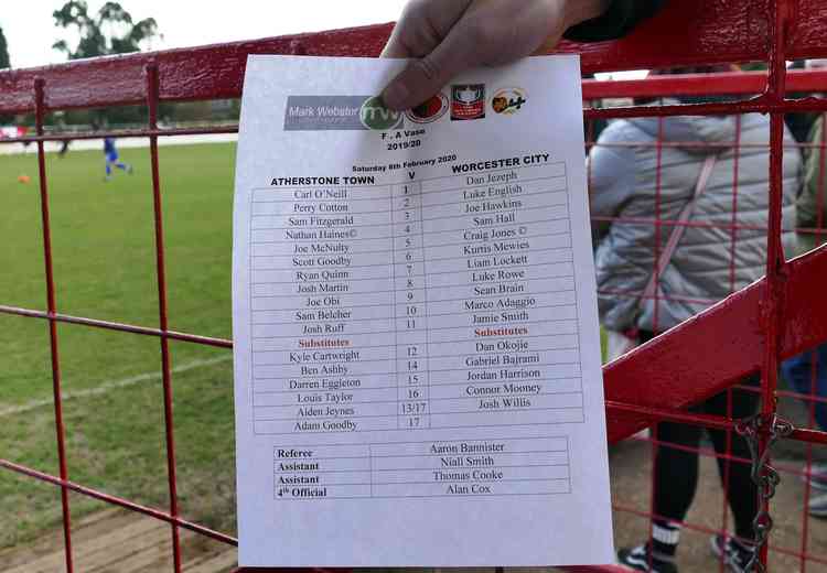 Starting line-ups: The team for Atherstone Town v Worcester City