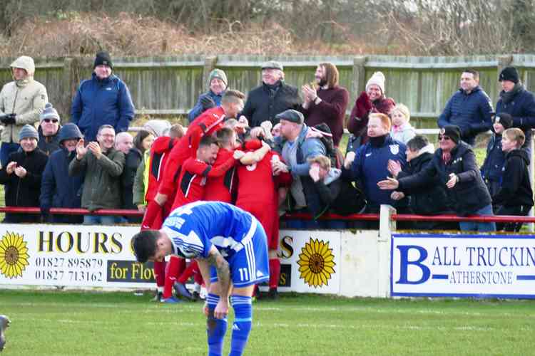 Fan-tastic: Supporters enjoy the moment Josh Ruff opening the scoring