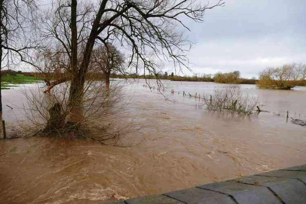 Water, water, everywhere: View from the Ratcliffe Road bridge on the way to Pinwall on Sunday