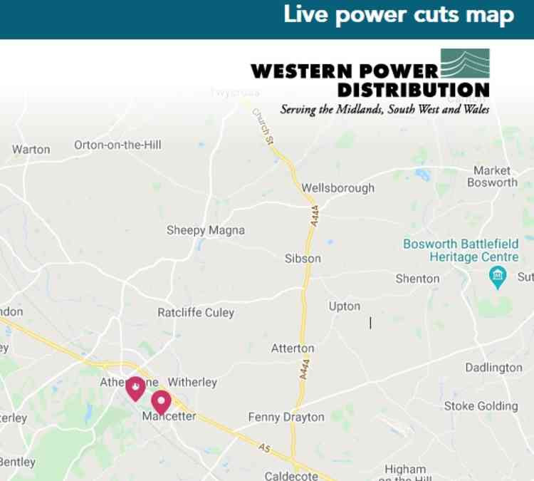 Trouble spots: Western Power Distribution map