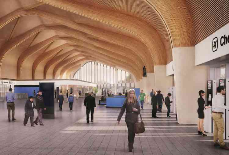 Inside: Image of the station concourse