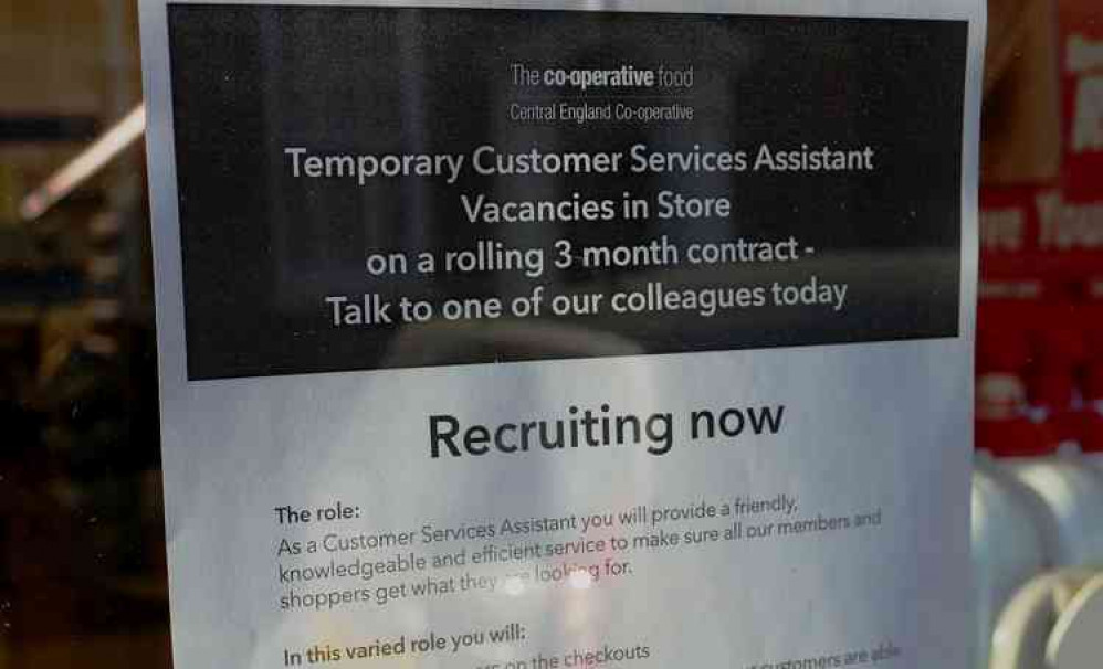 Window on new world: Job notice at the Long Street Co-op in Atherstone