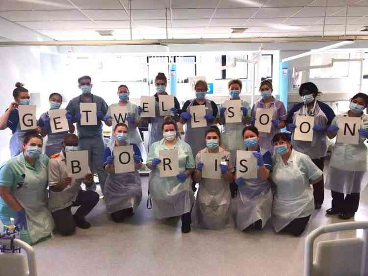 16 letters of hope: George Eliot hospital's Nason ward team send a 'get well' message to Boris Johnson