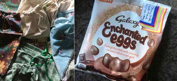 Treats: Wash bags for health workers and chocolate eggs through the letterbox