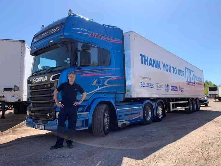 Hero status: The 'thank-you' livery on two of Ball Truckin's trailers