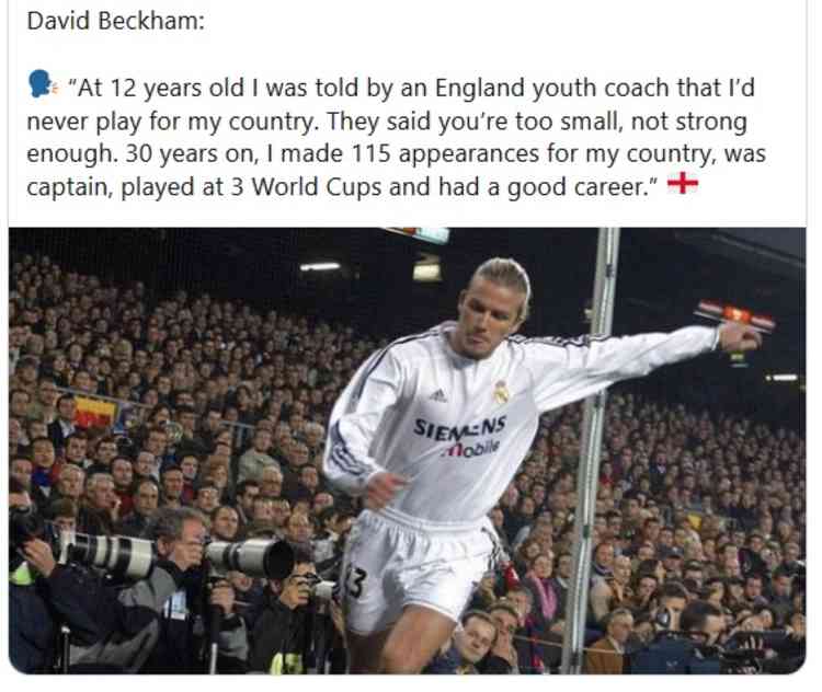 That tweet: David Beckham relives his put down by an England youth coach
