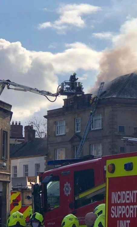 Emergency services at the fire in Crewkerne yesterday (Photo: Crewkerne Fire Station)