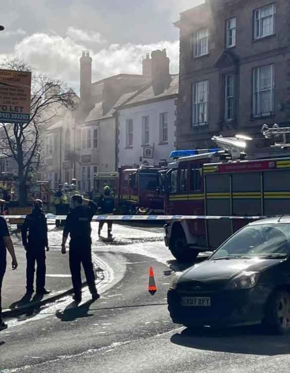 Emergency services at the fire in Crewkerne yesterday (Photo: Crewkerne Fire Station)