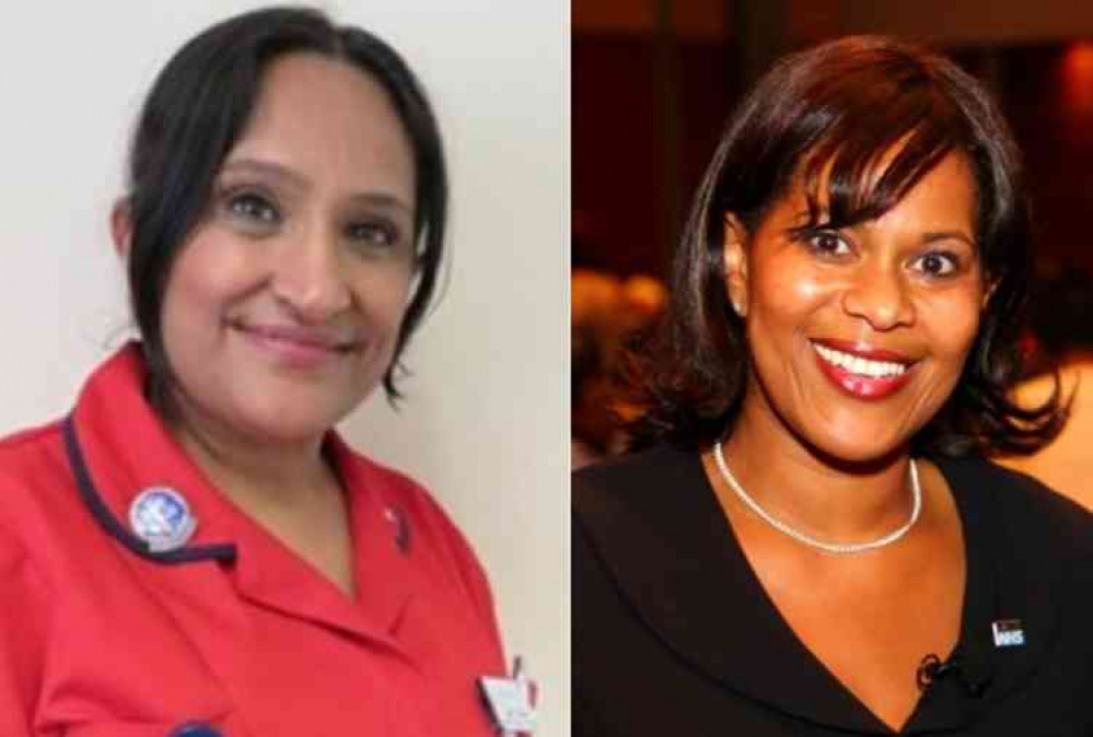 Linked by technology: George Eliot Trust director of nursing Daljit Athwal and RCN vice president Yvonne Coghill