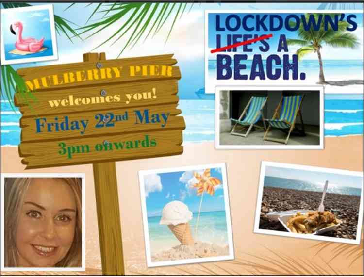 Didn't you do well: The lockdown beach party at the Eldberry Mews will be a 'swell' one, thanks to Atherstone's generosity, says care home manager Lisa Strachan (inset)