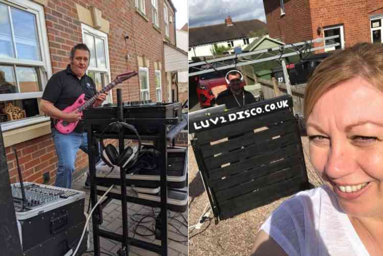 Battle of the DJs: Karl Lyon, left, with Ryan Nash, right, and neighbour Michelle