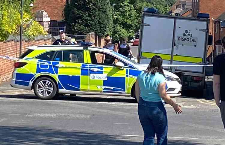 No way through: Atherstone cordoned off today