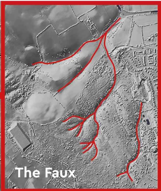 Explained: A LIDAR image which captures the faux or fauces , or defile in the Hartshill Ridge, with north at the top