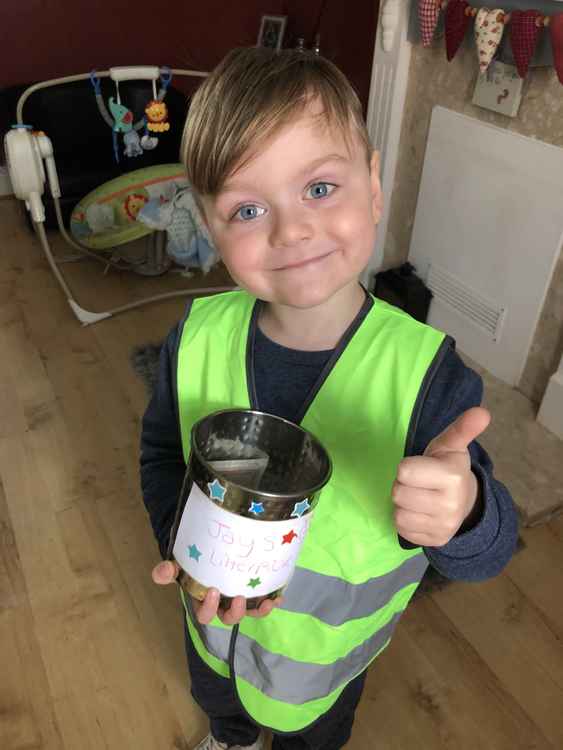 JayJ with his collecting tin