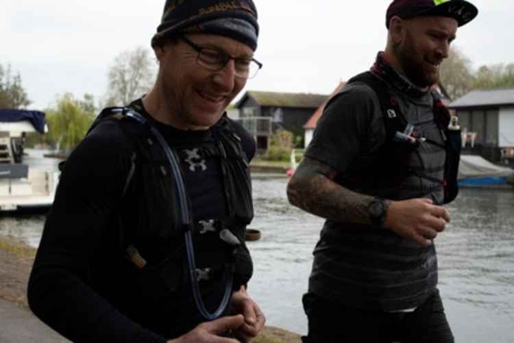 Dave Jenkinson (left) is pacing Mark Cox (right) halfway through the 100-mile challenge (Credit: Millie Jenkinson)