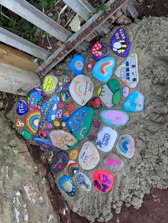 The stones are covered in a protective resin to preserve them