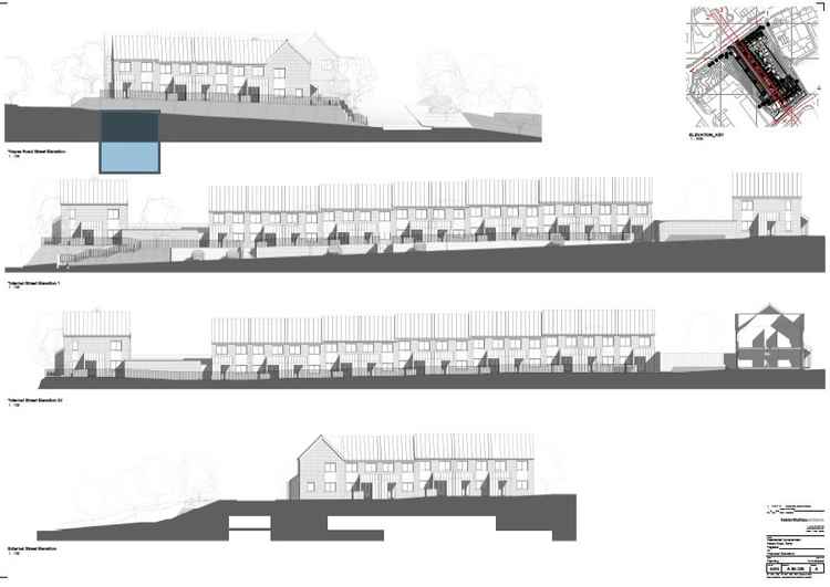 The side elevation of the houses to be built at Hayes Road