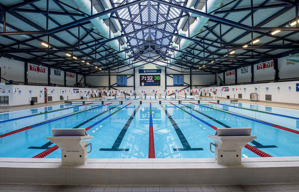 The Olympic-sized swimming pool at Millfield School in Street