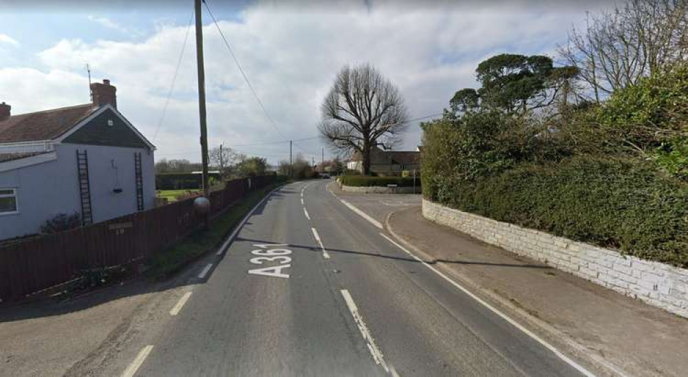 The A361 through Pedwell was closed this afternoon (Photo: Google Street View)