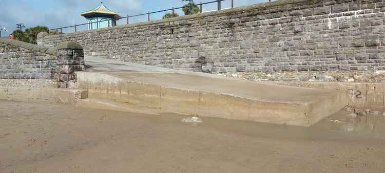 The sand level has dropped at number 6 portion of the sea wall