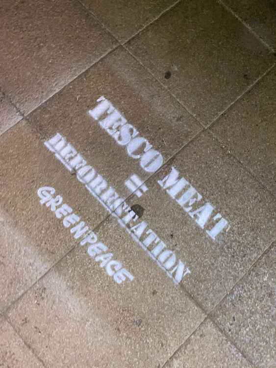 The same message was left outside Cowbridge and Penarth branches (Image via Greenpeace)