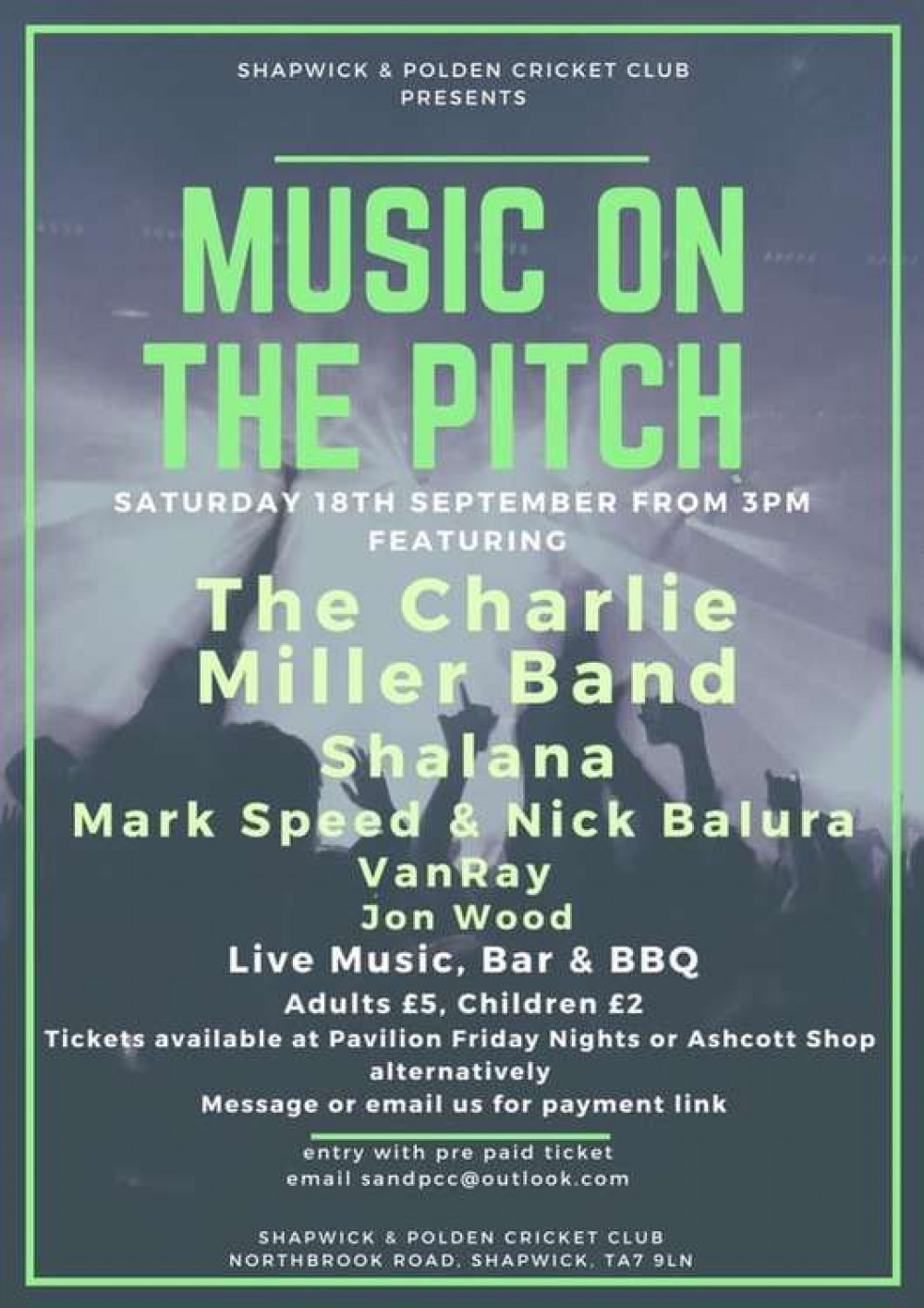 Music on the Pitch will take place in Shapwick this week