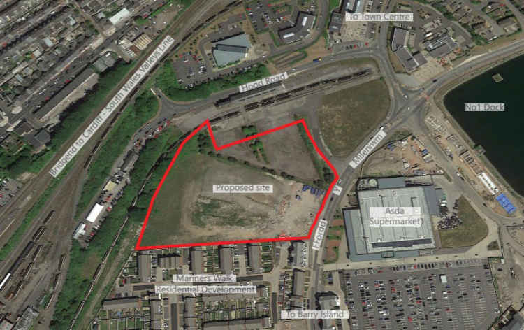 A map showing where the new Ysgol Sant Baruc will be built