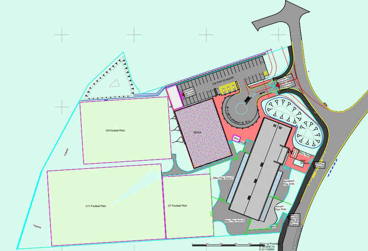 A site plan showing the layout of the new Ysgol Sant Baruc Picture: Powell Dobson