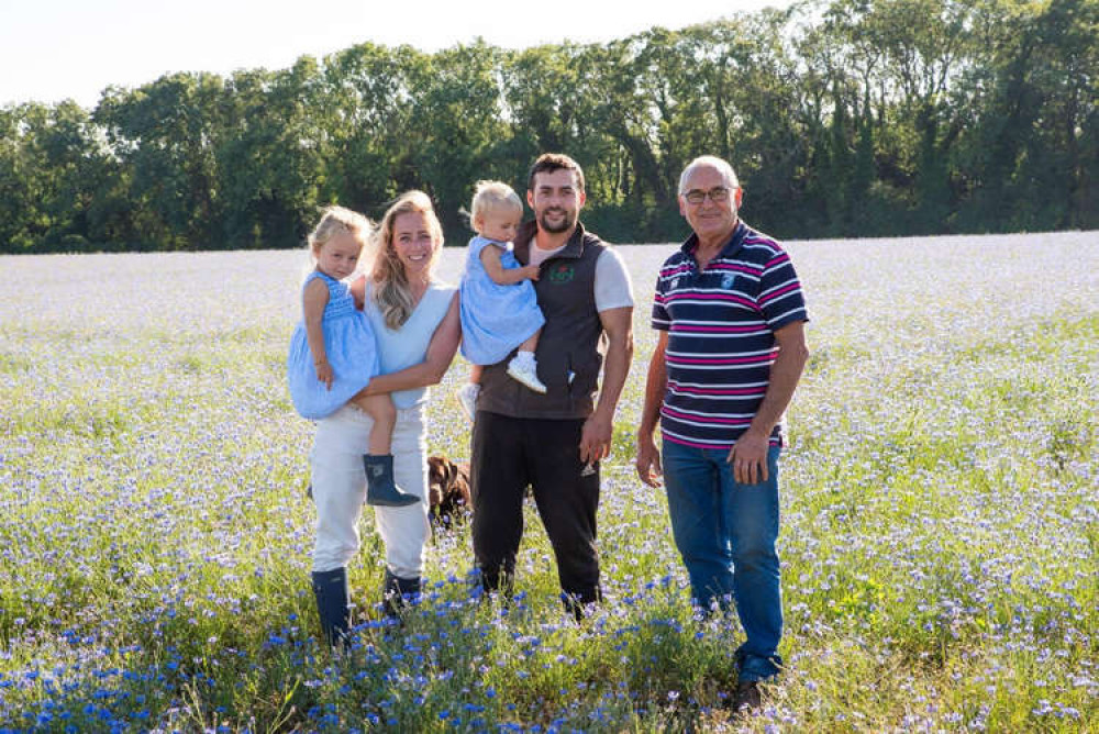 Kelly Ball, Rhys Jenkins and their two daughters, and Gethin Jenkins, at Model Farm